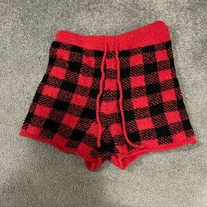Pink Lily Fuzzy Lounge Shorts in Plaid XL
